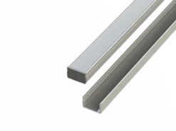 Aluminiumprofil 10mm - L2020xB16xH9,8mm - Silber + Abdeckung matt