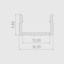 Aluminiumprofil 10mm - L2020xB16xH9,8mm - Weiß + Abdeckung matt