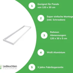 Aufputz-Klickrahmen Weiß - 120x60 cm | 42MM Schraublose Befestigung Decken montage - Geeignet für LED panelen