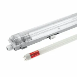 60cm LED Halterung IP65 + 1 LED High Lumen Leuchtstoffröhre 10W - 6000K 865 Tageslichtweiß - Komplettset