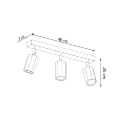 Deckenspot ZEKE 3 Eiche - 3x GU10 Fassung - max. 3x40W - exkl. LED's