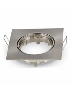 Einbauspot quadratisch – gebürsteter Stahl – schwenkbar – Einbaumaß 74 mm – Außenmaß 82 mm – 1 Stück
