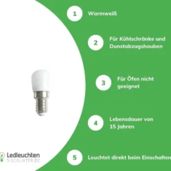 E14 LED Lampe - Type T26 - 2W entspricht 12W -3000K Warmweiß