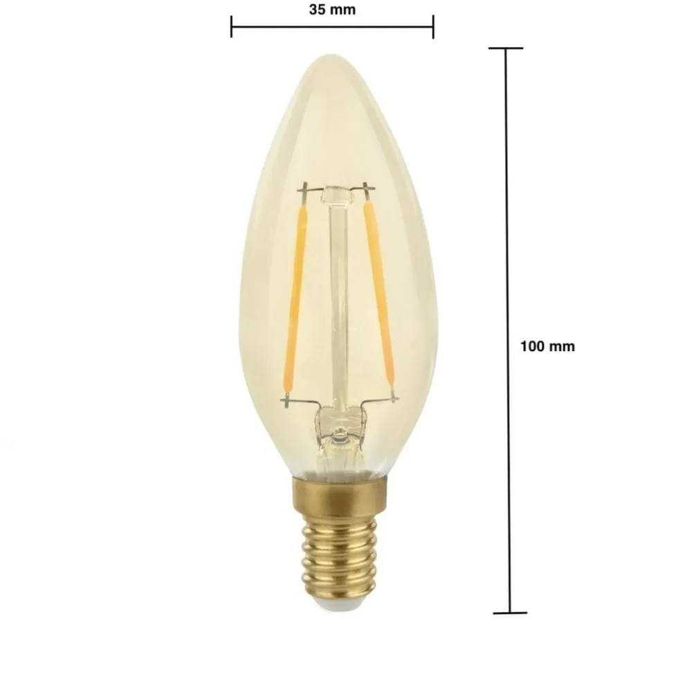10er Pack - E14 LED Lampe - C35 - dimmbar - 4W entspricht 35W - 2200K extra Warmweiß