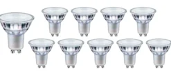 10er Pack - GU10 LED Spots - 1W entspricht 10W - 2700K Warmweiß - 120° Abstrahlwinkel