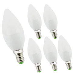 6er Pack - LED Lampe E14 - C37 6W entspricht 40-60W - 3000K Warmweiß