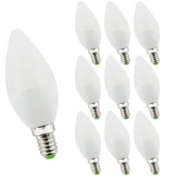 10er Pack - LED Lampe E14 - C37 6W entspricht 40-60W - 3000K Warmweiß