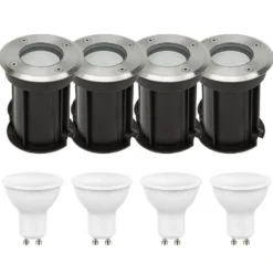 4er Set LED Bodenspot Außenbereich - 4x 4W - 3000K - IP67