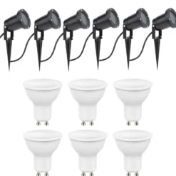 6er Set LED Gartenspot Sting 100cm Kabel - 6x 4W - 3000K - IP65 - Schwarz