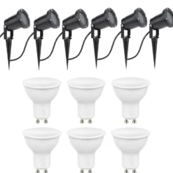 6er Set LED Gartenspot Sting 28cm Kabel - 6x 4W - 3000K - IP54 - Schwarz