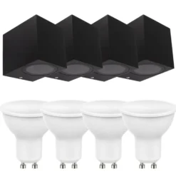 4er Set LED Wandlampe Außenbereich - 4x 4W - 3000K - Anthrazit