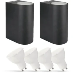 2er Set LED Wandlampe Außenbereich - 4x 2,8W - 2700K - Anthrazit