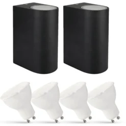 2er Set LED Wandlampe Außenbereich - 4x 2,8W - 2700K - Schwarz