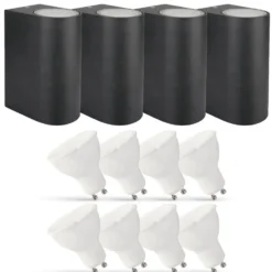 4er Set LED Wandlampe Außenbereich - 8x 2,8W - 2700K - Anthrazit