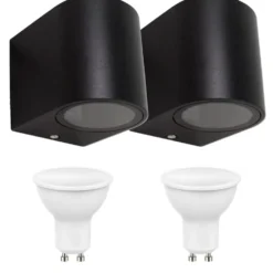 2er Set LED Wandlampe Außenbereich - 2x 4W - 3000K - Schwarz