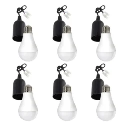 6er Vorteilspack E27 Baufassung für Umzüge mit Lüsterklemme - inkl. 6x LED Lampe E27- A60 - 10W 4000K Neutralweiß
