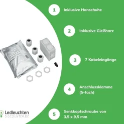 Gießharz Verbindungsmuffe IP68 | Komplettset inkl. Dosenmuffe / Abzweigdose und Gießharz - GTC 10 für Kunststoffkabel und Leitungen