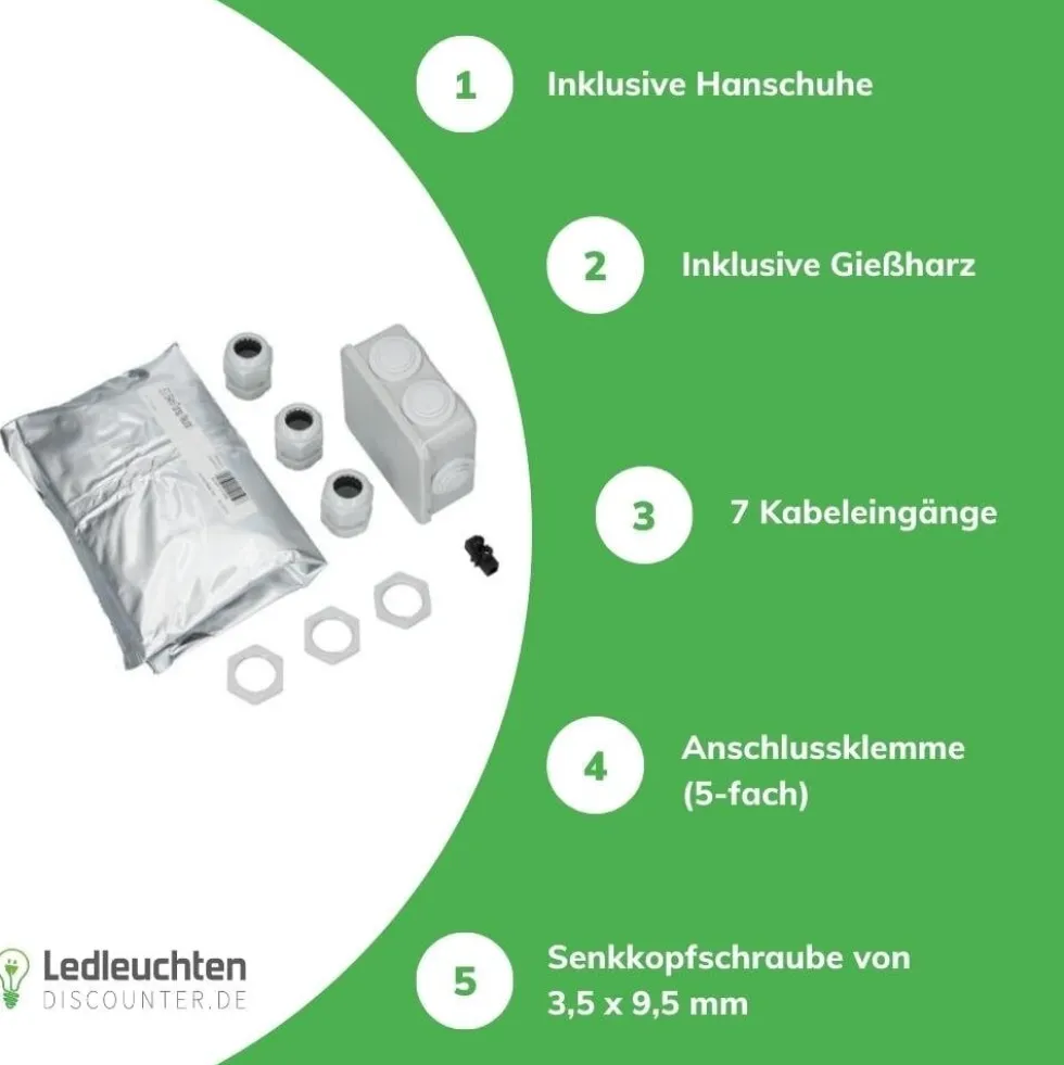 Gießharz Verbindungsmuffe IP68 | Komplettset inkl. Dosenmuffe / Abzweigdose und Gießharz - GTC 10 für Kunststoffkabel und Leitungen