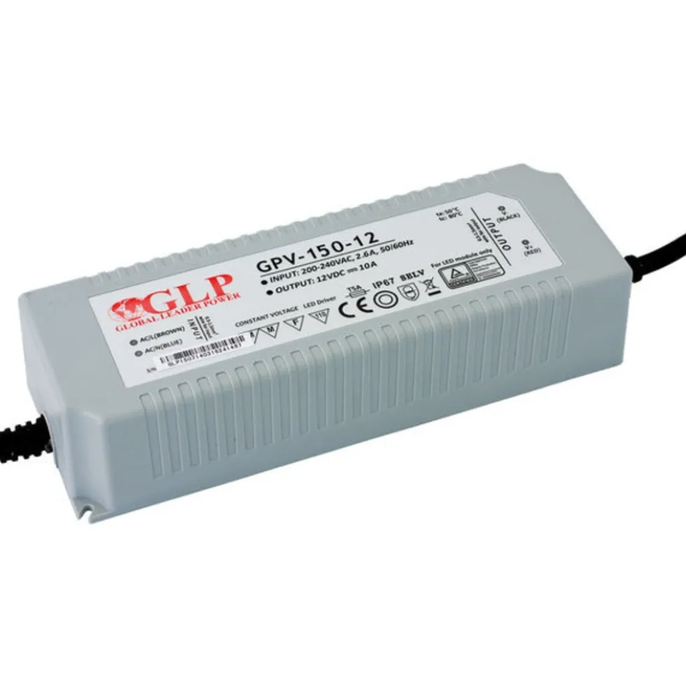 GLP LED Netzteil Transformator - 12V 120W - 10A - geeignet für 12V LED Beleuchtung - IP67 wasserdicht