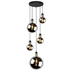 JULIUS - Pendelleuchte - Ø 66 cm - 5xE27 - Rauchglas