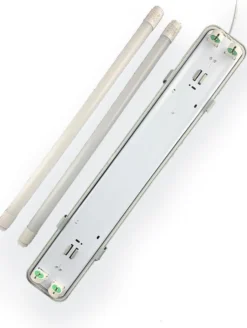 Komplettset - 150cm Doppelfassung - IP65 Feuchtraum -Wannenleuchte + 2 x 25W LED Leuchtstoffröhren 4000K - 840 - Neutralweiß