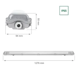Komplettset - 120cm Doppelfassung - IP65 Feuchtraum - Wannenleuchte + 2 x 18W LED Röhren 4000K - 840 - Neutralweiß - Komplett