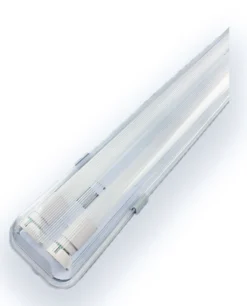 Komplettset - 150cm Doppelfassung - IP65 Feuchtraum -Wannenleuchte + 2 x 25W LED Leuchtstoffröhren 6000K - 865 - Tageslichtweiß