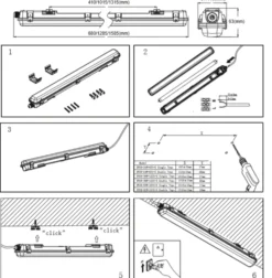 Komplettset - 150cm Einzelfassung - IP65 Feuchtraum -Wannenleuchte + 25W LED Leuchtstoffröhre 4000K - 840 - Neutralweiß