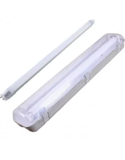 Komplettset - 150cm Einzelfassung - IP65 Feuchtraum -Wannenleuchte + 25W LED Leuchtstoffröhre 4000K - 840 - Neutralweiß
