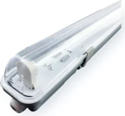 Komplettset - 120cm Einzelfassung - IP65 Feuchtraum -Wannenleuchte + 18W LED Leuchtstoffröhre 4000K - 840 - Neutralweiß
