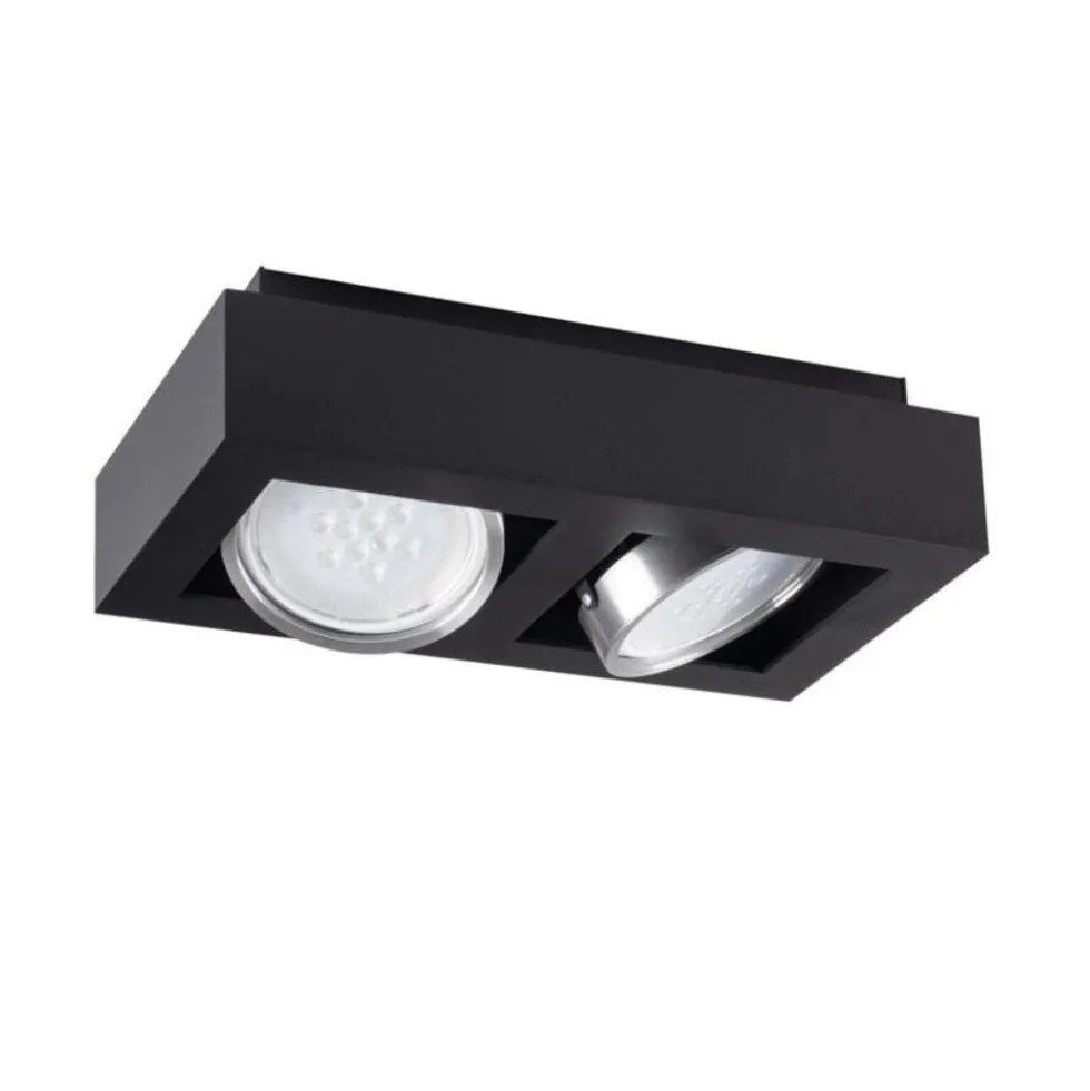 LED AR111 GU10 Deckenspot Armatur schwarz - zweifach für 2 LED GU10 Spots