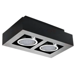 LED AR111 GU10 Deckenspot Armatur schwarz - zweifach für 2 LED GU10 Spots