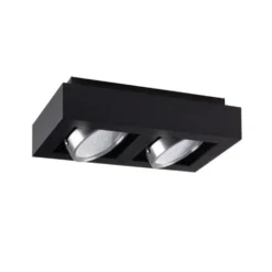 LED AR111 GU10 Deckenspot Armatur schwarz - zweifach für 2 LED GU10 Spots