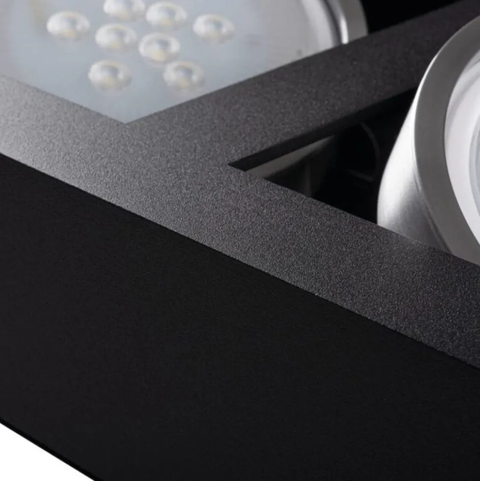 LED AR111 GU10 Deckenspot Armatur schwarz - zweifach für 2 LED GU10 Spots