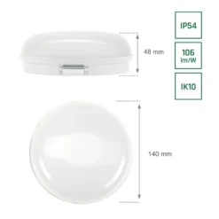 LED Deckenlampe rund - 8W 4000K - IP54 spritzwassergeschützt