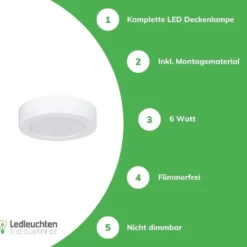 LED-Deckenleuchte rund- 6W - 3000/4000/6000K