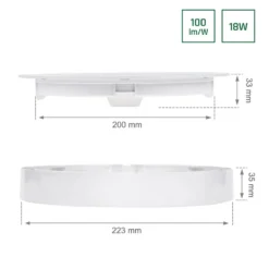 LED Deckenleuchte 18W – 1820lm, 3000K-4000K, Einbau oder Aufbau