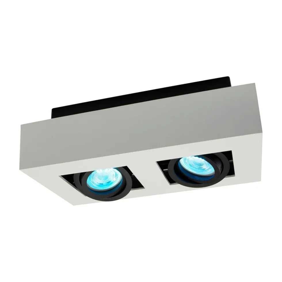 LED-Deckenspot-Duo – 2 x GU10-Fassung – 255 x 145 x 85 mm – Aluminium – Schwarz – Weiß