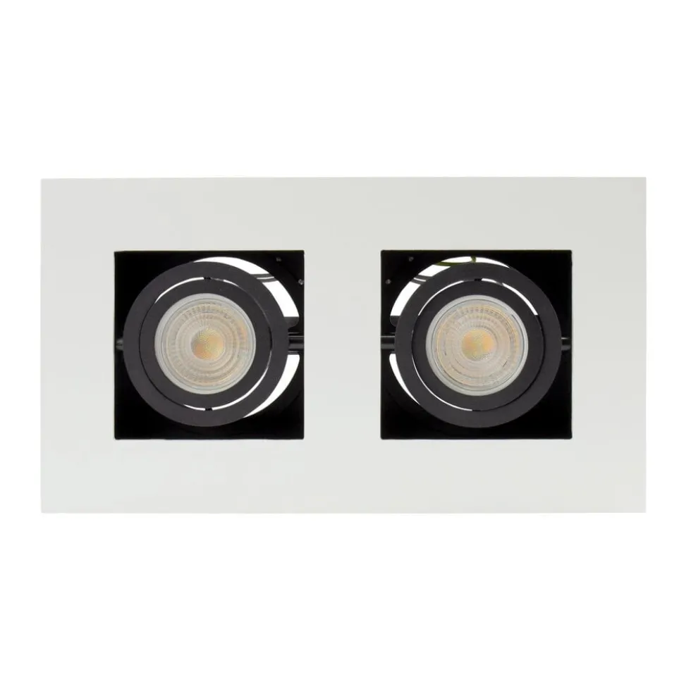 LED-Deckenspot-Duo – 2 x GU10-Fassung – 255 x 145 x 85 mm – Aluminium – Schwarz – Weiß