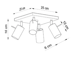 LED Deckenspot Schwarz RING - 4 x GU10 Fassung - exkl. LED's