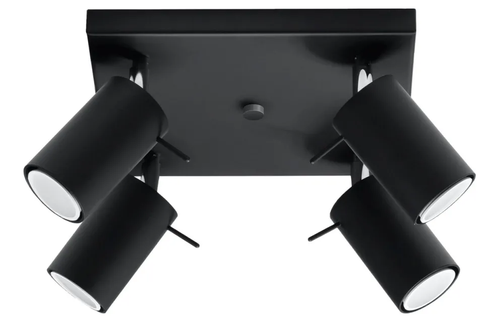 LED Deckenspot Schwarz RING - 4 x GU10 Fassung - exkl. LED's