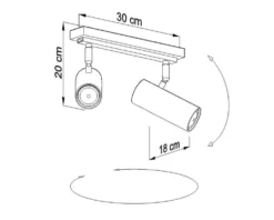 LED Deckenspot Weiß DIREZIONE - 2 x GU10 Fassung - exkl. LED's