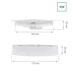 LED Downlight 12 W – 4000 K – Ø 170 mm – Aufbau & Einbau