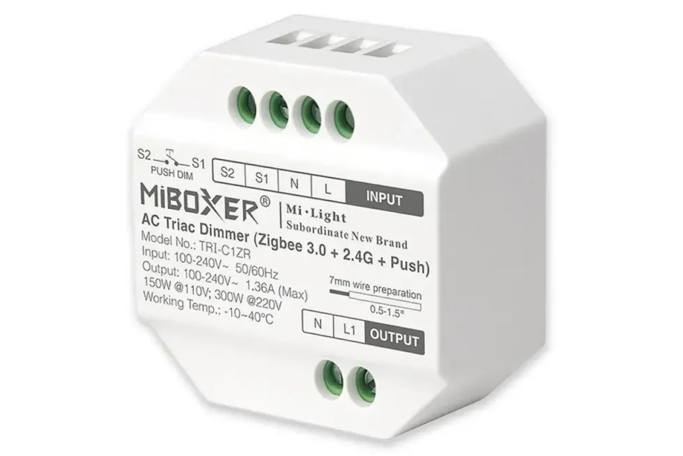 LED-Einbau-Dimmmodul - Smarthome-Dimmer - 300W - AC Triac dimmbar | Miboxer - Tuya - Zigbee 3.0 - RF 2.4GHz Bedienbar
