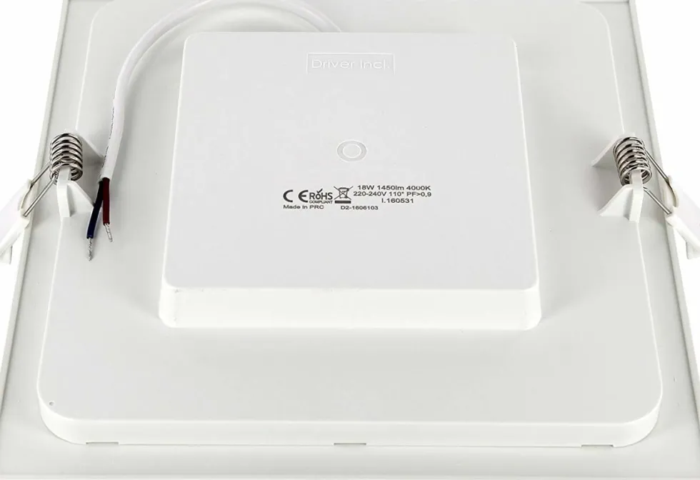 LED Einbau-Downlight quadratisch – 12 W – 3000/4000/6000 K – 150 × 150 mm