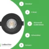 LED Einbauspot dimmbar - 5W entspricht 50W - 3000K Warmweiß - schwenkbar - Schwarz