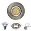 LED Einbaustrahler dimmbar GU10 komplett - rund - Ø 80mm - IP20 - 5.5W - Edelstahl - Lichtfarbe optional - 230V