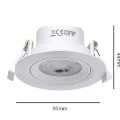 LED Einbaustrahler 90mm - 5W 480Lm - 3000K 830 Warmweiß | Lochmass 70mm - Schwenkbar | Triac Dimmbar - entspricht 50W