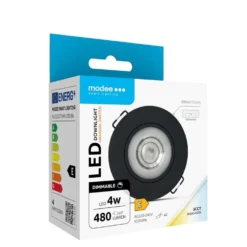 LED-Einbaustrahler - Schwarz - 4W - 3CCT - 3000K/4000K/6500K - 480lm - IP44 - 80mm - Neigbar - Dimmbar | Ausschnittgröße 68mm