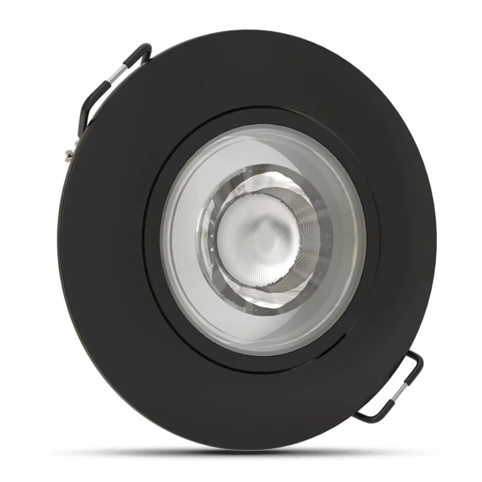 LED-Einbaustrahler - Schwarz - 4W - 3CCT - 3000K/4000K/6500K - 480lm - IP44 - 80mm - Neigbar - Dimmbar | Ausschnittgröße 68mm
